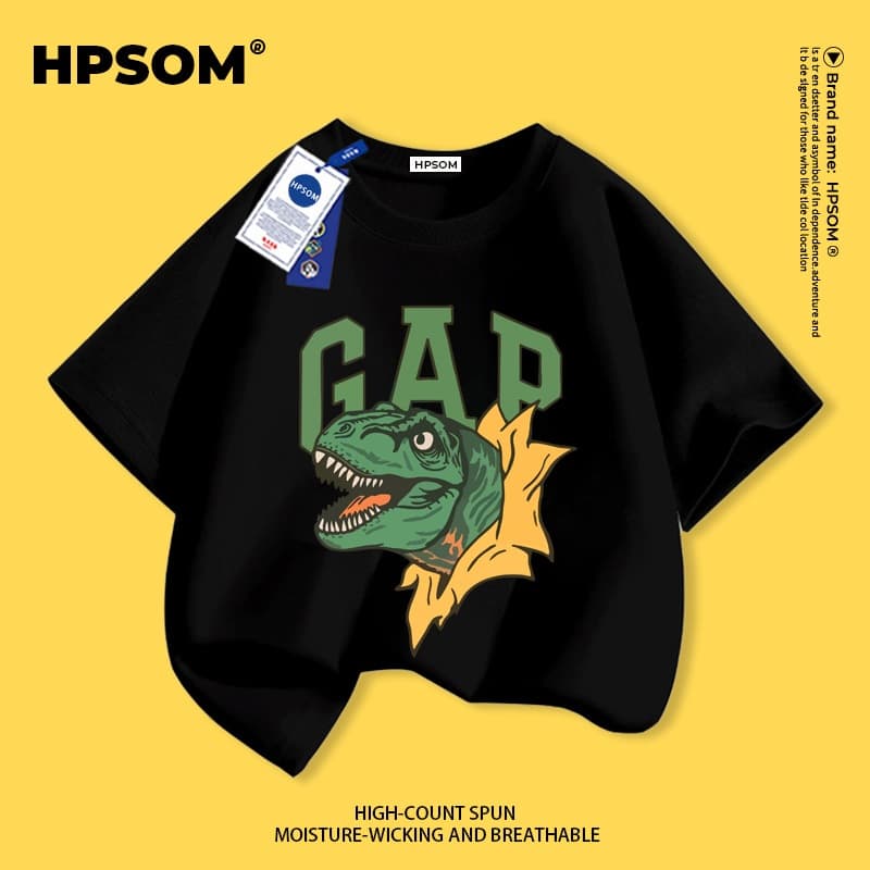 【จัดส่งภายในหนึ่งวันในกรุงเทพฯ】 เสื้อยืดแขนสั้นสีดำสำหรับเด็ก ระบายอากาศดี สวมใส่สบาย เหมาะสำหรับทั้งเด็กชายและเด็กหญิง ลายไดโนเสาร์ทันสมัย