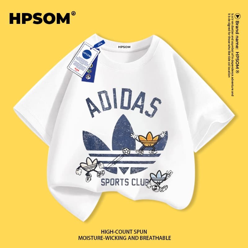 【จัดส่งภายในหนึ่งวันในกรุงเทพฯ】 เสื้อยืดแขนสั้นสีขาวสำหรับเด็ก ผ้าฝ้ายแท้ใส่สบาย ลายพิมพ์แนวสตรีทแฟชั่นอเมริกัน เหมาะสำหรับทั้งเด็กชายและเด็กหญิง ทรงลำลอง
