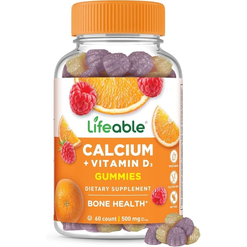 แคลเซียมตลอดชีวิตพร้อมวิตามิน D3 Gummies | แคลเซียม 500 มก. D3 1000 IU | อาหารเสริมความแข็งแรงของกระดูกยอดเยี่ยม | เพื่อสุขภาพกระดูก | กัมมี่แคลเซียมสําหรับผู้หญิงผู้ชาย | 60 กัมมี่