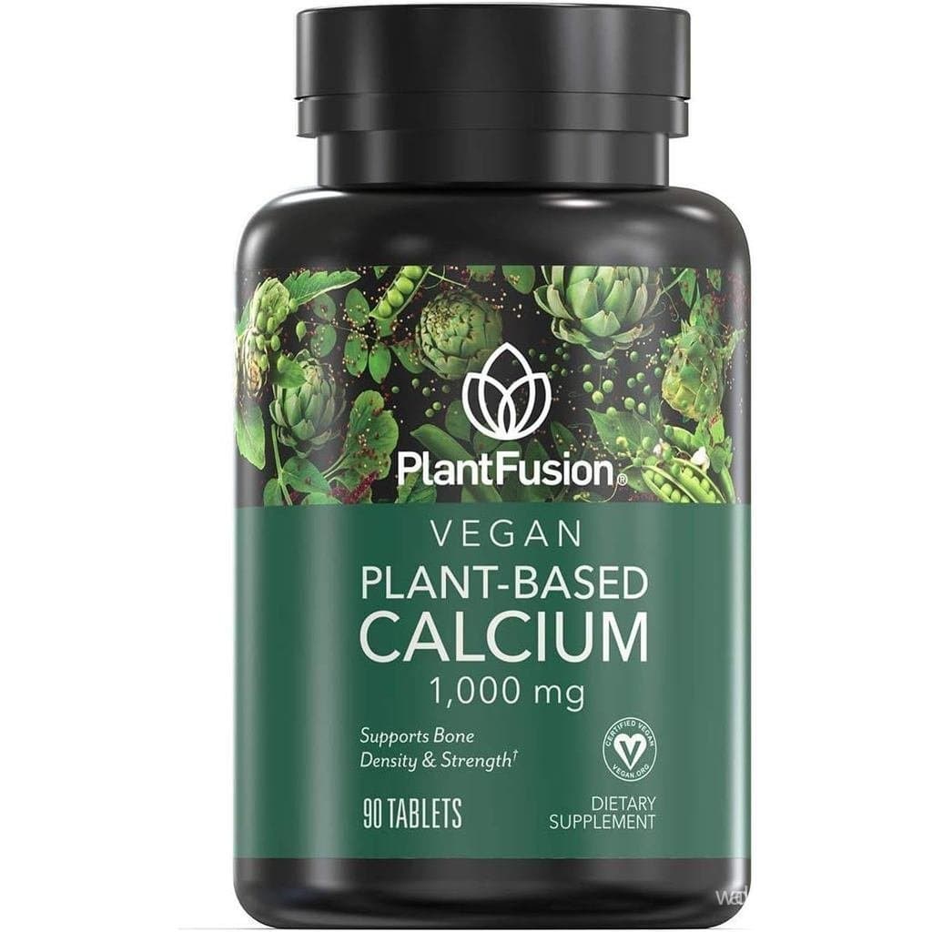 แคลเซียมวีแกน PlantFusion, แคลเซียมจากพืชระดับพรีเมียม (1000 มก.) แหล่งที่มาจากสาหร่ายแดงไอซ์แลนด์, พลัส, D3, K2, Boron, เม็ดมังสวิรัติ 90 เม็ด | สาหร่ายแคลเซียมจากอความิน,