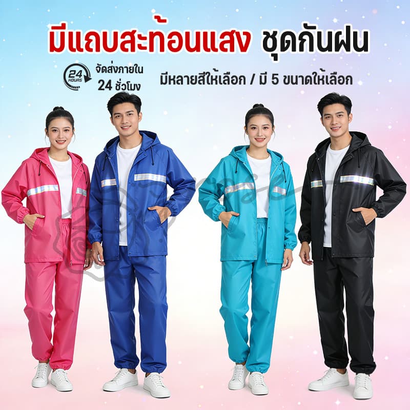 🔥hot!!!เสื้อกันฝน ชุดเสื้อกันฝนและกางเกง เสื้อกันฝนระดับไฮเอนด์ เสื้อกันฝนแถบสะท้อนแสง ผ้าหนา กันน้ำกันรั่ว Raincoatsuit