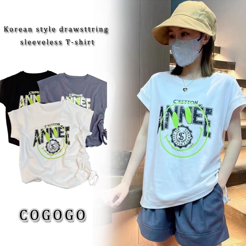 เสื้อยืดแขนสั้นผู้หญิงที่กําลังฮิต oversize เสื้อผ้าแฟชั่นเกาหลี เสื้อสาวอวบรูดข้างน่ารักๆ vintageพิมพ์ลาย ผ้ายืดใส่สบาย