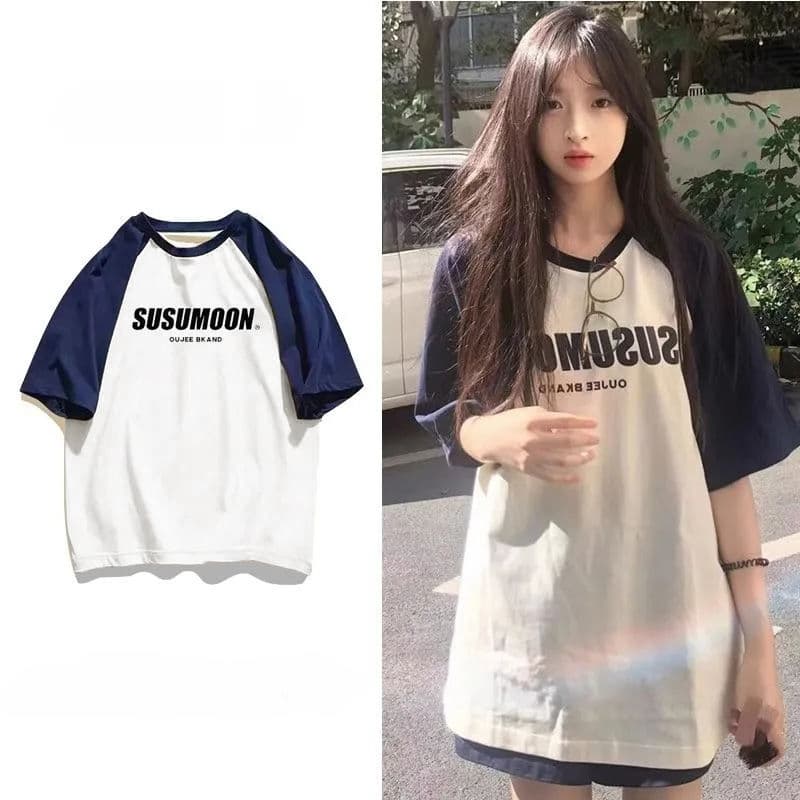 เสื้อผ้าแฟชั่นเกาหลี แนวสตรีท ฮิปฮอป กําลังฮิต เสื้อยืดสาวอวบใส่ได้จ้าสไตล์มินิมอล เสื้อยืดโอเวอร์ไซส์แขนสั้นคู่รัก M-XX