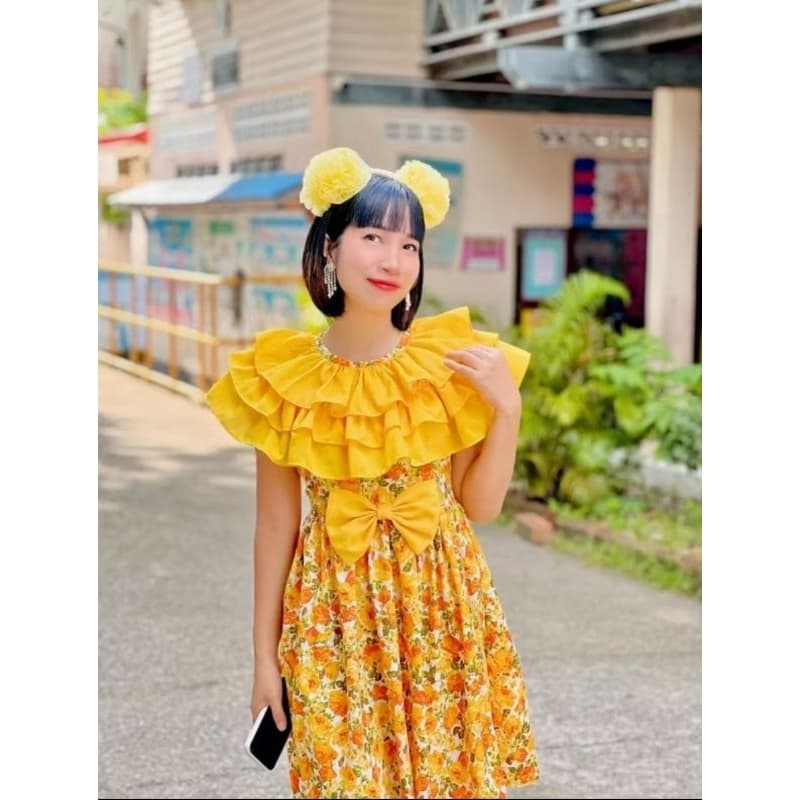 ชุดคอระบาย​ลายดอก.ชุดทองกวาว.ไซส์​ใหญ่​สำหรับเด็กโตและผู้ใหญ่​(ทักแชทสอบถามสต็อคหลังร้านได้)แถมโบคาดผมทุกชุด