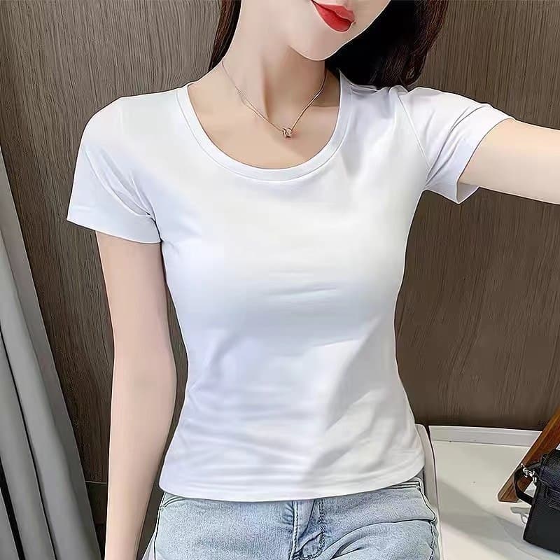แขนสั้น สีสันสดใส สไตล์หวาน สำหรับผู้หญิง เสื้อครอปแขนสั้น สื้อเอวลอย เสื้อผ้าแฟชั่นผู้หญิง ยืดเยอะม้าก ผ้าไม่หนาใส่สบาย